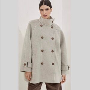 Brunello Cucinelli Wool Cashmere Blend Double Breasted Peacoat NWT
